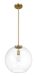 Gleam Single Light Pendant Lamp With Clear Globe Glass Satin Brass Antique Brass,Clear,Gold Ceiling Lights Brass,Glass