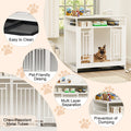 43.3 Inch Dog Crate Furniture For Large Dogs,Wooden Dog Crate With Divider,Double Door Dog Kennel With Three Drawers Storages,Heavy Duty Dogs Decorative Pet House For Large Medium Dogs ,White White