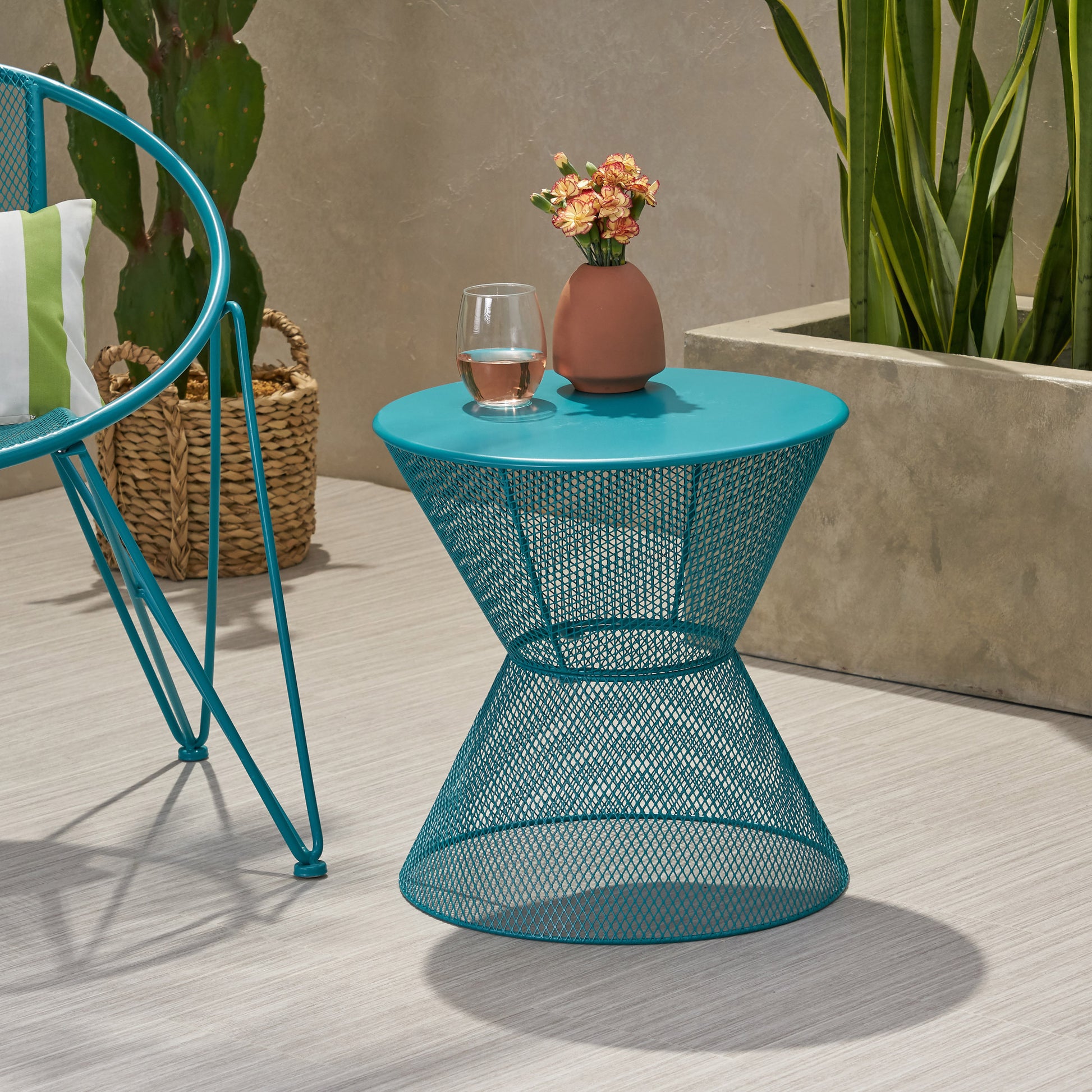 Nevada Side Table Teal Iron