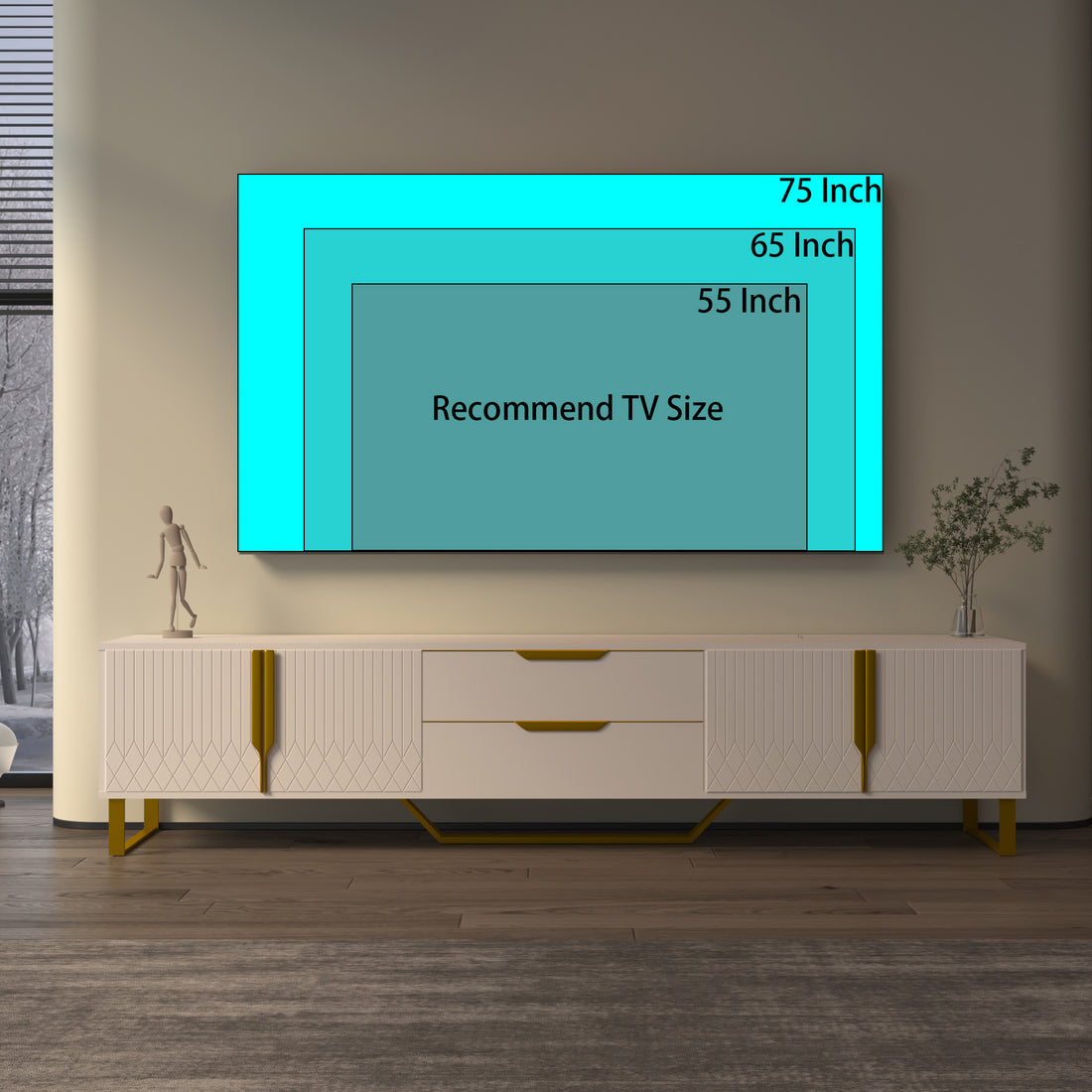 Tv Console With Storage Cabinets, Carve Design Tv Stand With Metal Legs, Large Storage Space Modern Entertainment Center Suit For Living Room, Bedroom, White White Primary Living Space 70 79 Inches 75 Inches Particle Board Particle Board