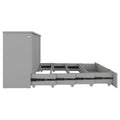 Full Size Murphy Bed Wall Bed With Drawer And A Set Of Sockets & Usb Ports, Pulley Structure Design, Gray Full Gray Plywood