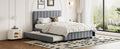 Queen Size Velvet Upholstered Platform Bed With 2 Drawers And 1 Twin Xl Trundle Gray Queen Gray Upholstered