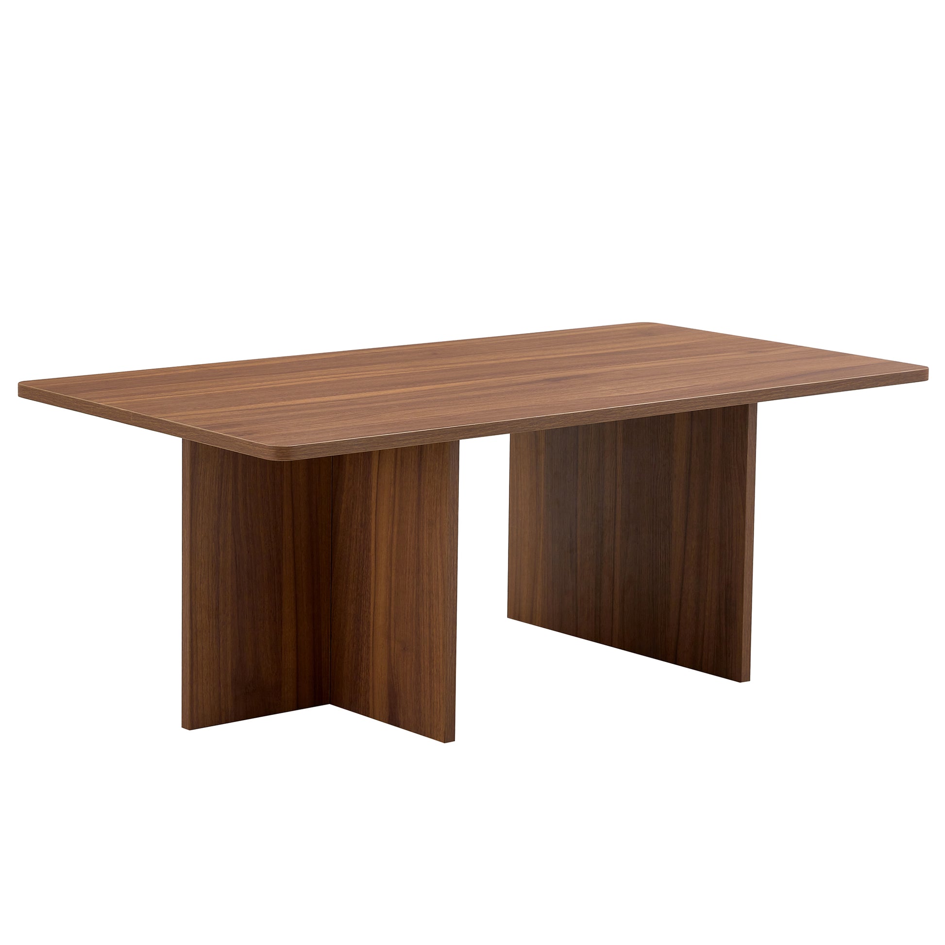 44.8 Inch Walnut Wood Grain Mdf Coffee Table Modern Luxury, Stable Triangular Support.The Coffee Table Is Made Of Medium Density Fiberboard Material And Is Suitable For Living Rooms, Bedrooms,Etc.