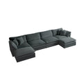 Comfort U Shaped Couch With Reversible Chaise, Modular Large U Shape Sectional Sofa, Double Extra Ottomans,Gray Chenille Gray Chenille 4 Seat