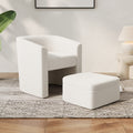 Accent Chair White Sofa Chair One Set, Modern Living Room Side Chair, Single Sofa Chair, Footstool With Storage, Suitable For Bedroom Office Reading Space, Study Cream White Cream White Foam Velvet