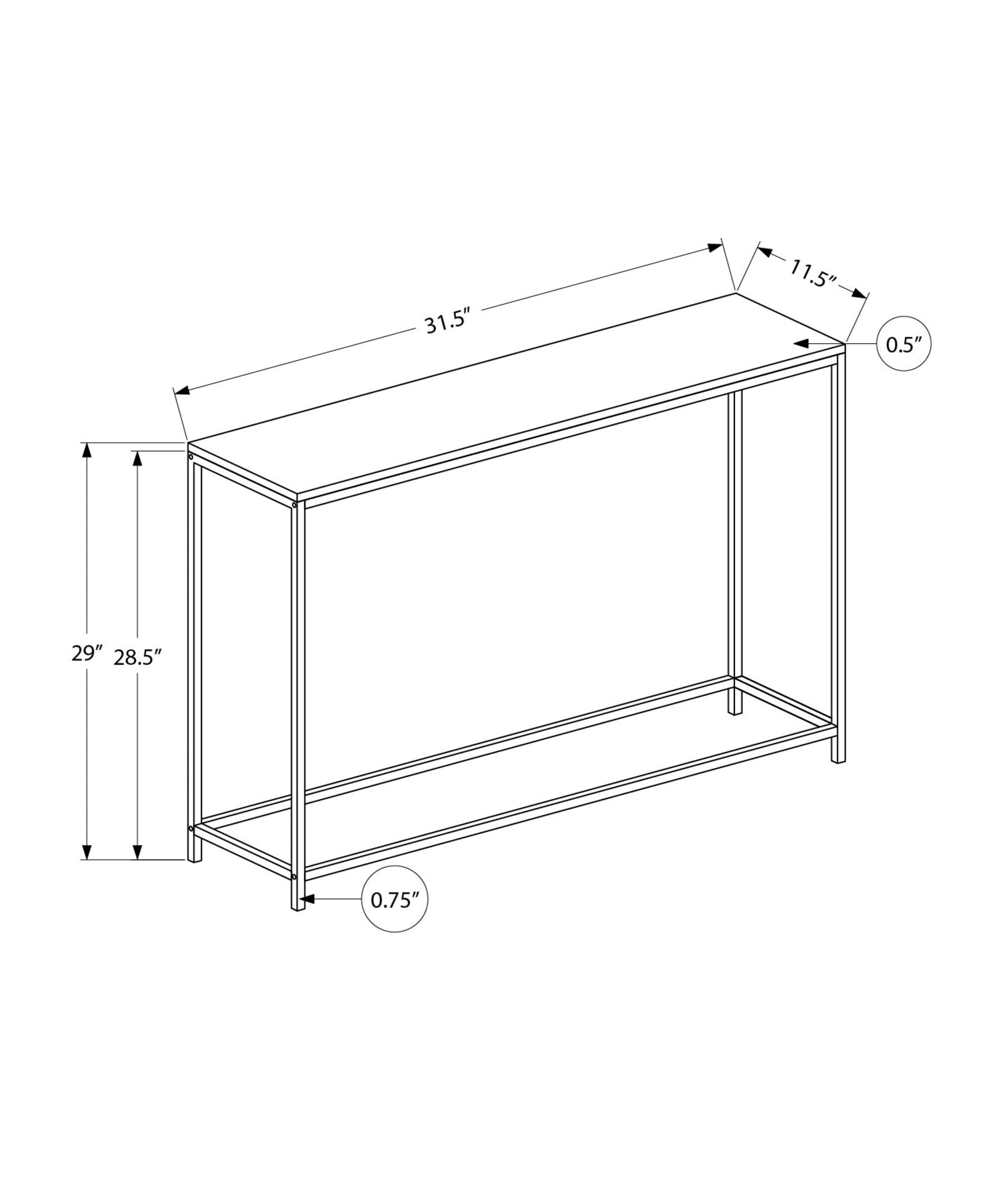 Accent Table, Console, Entryway, Narrow, Sofa, Living Room, Bedroom, Grey Laminate, Black Metal, Contemporary, Modern Grey Particle Board