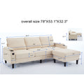 Beige Color Knock Down 3 Seat Combo Sofa With Storage Ottoman For Living Room Apartment Bedroom And Compact Room, Upholstered Sectional Couch, L Shaped Bench With A Footrest, A Individual Sto White Wood Primary Living Space Heavy Duty Pine 3 Seat Beige