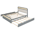 Queen Size Wooden Platform Bed With Trundle And 2 Drawers,Gray Queen Gray Solid Wood Mdf