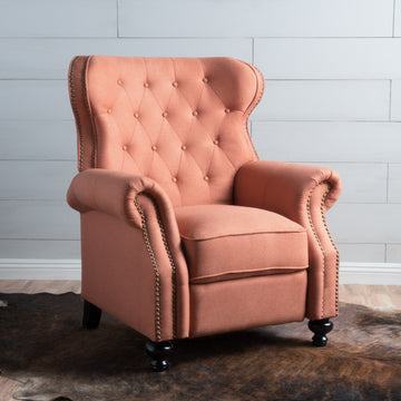 Push Rack Recliner Orange Fabric