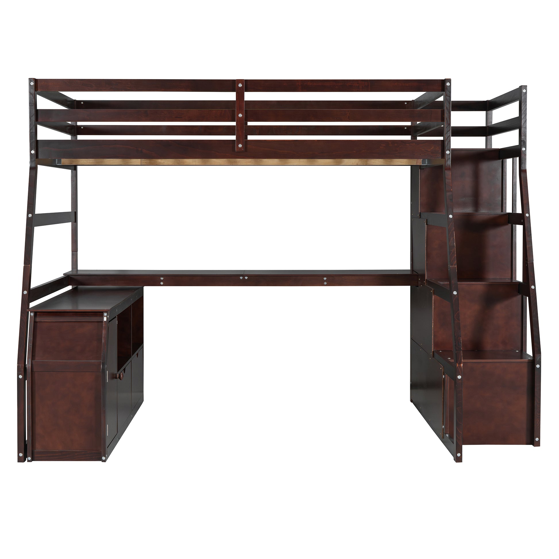 Full Size Loft Bed With 7 Drawers 2 Shelves And Desk Espresso Full Espresso Plywood