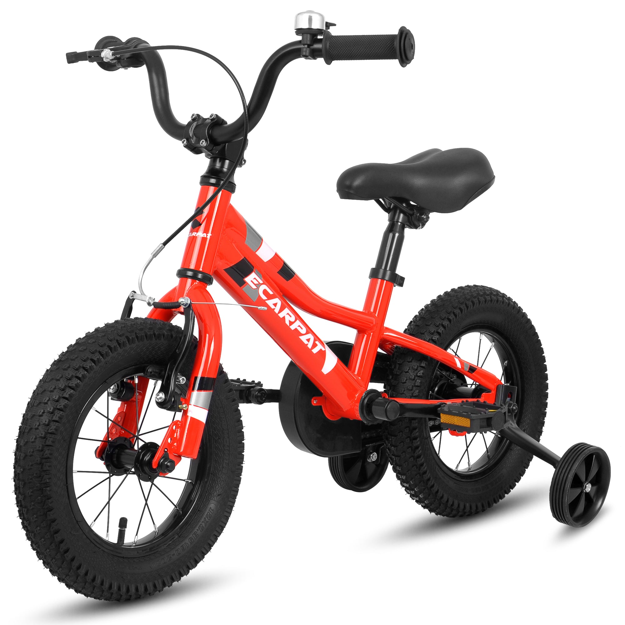 A12117 Ecarpat Kids' Bike 12 Inch Wheels, 1 Speed Boys Girls Child Bicycles For2 3Years, With Removable Training Wheels Baby Toys, Front V Brake, Rear Holding Brake Red Classic 1 To 2 Years Carbon Steel Outdoor