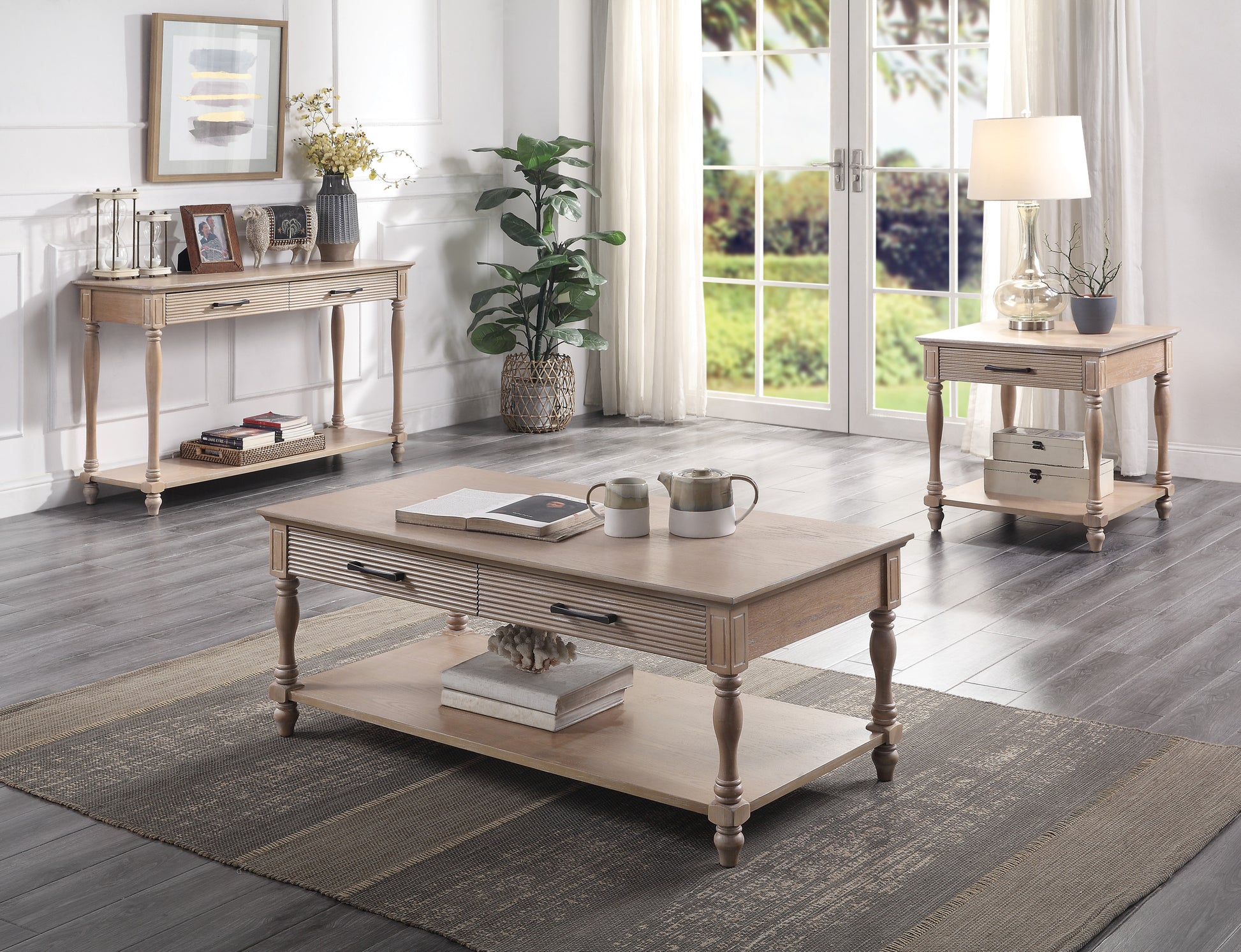 Weathered Oak 2 Drawer Sofa Table With Shelf Oak Primary Living Space Traditional Drawers Rectangular Solid Wood Mdf