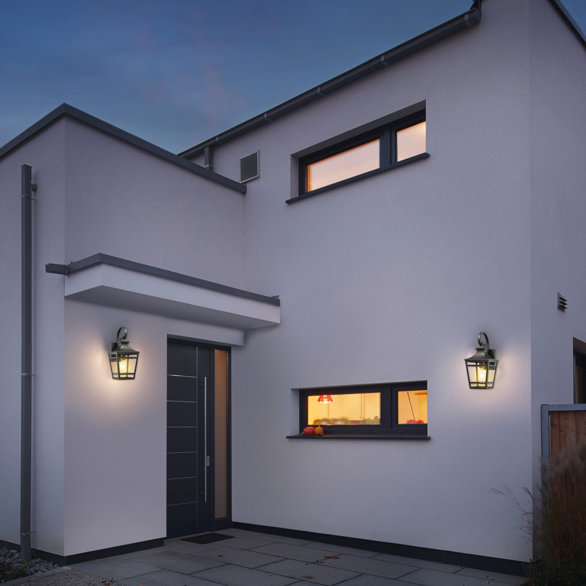 Large Outdoor Wall Lights For House, 16.5Inch Exterior Lighting Fixtures Wall Mount Outdoor Porch Lights Waterproof Black Outdoor Sconce Lights With Clear Glass For Patio Hallway Garage 2 Pack Black