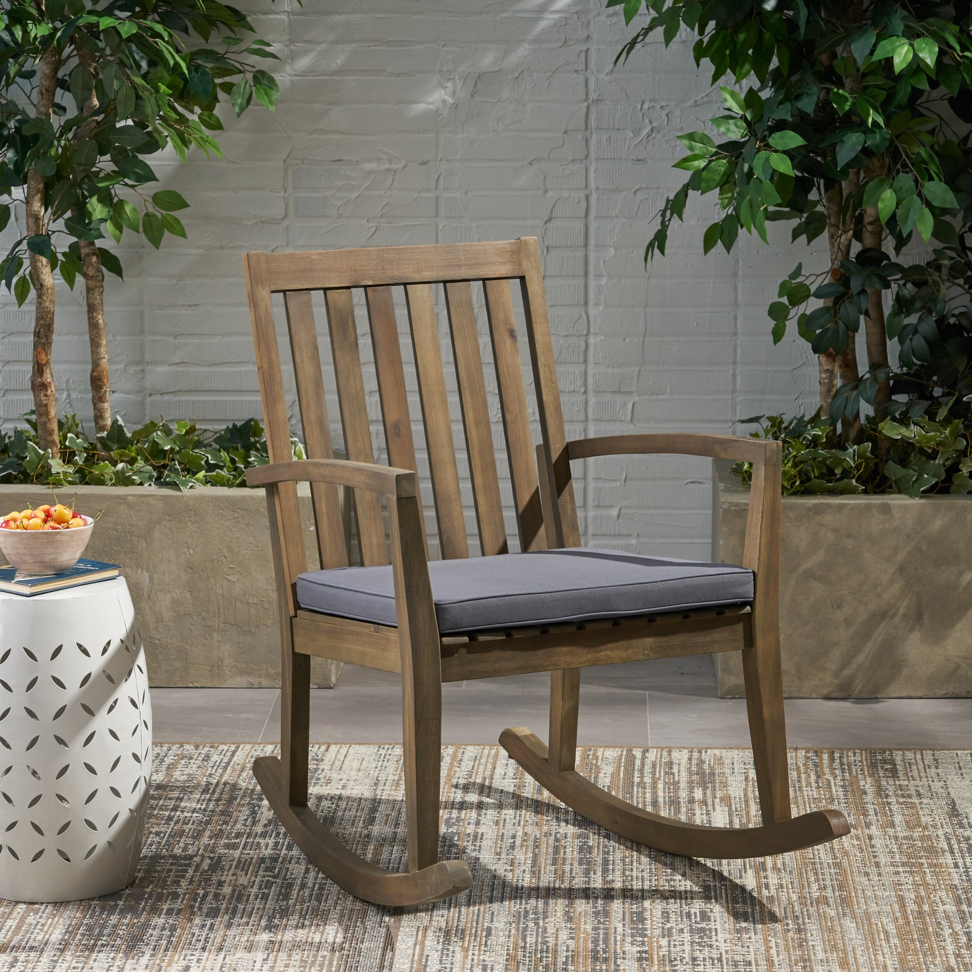 Montrose Rocking Chair Dark Grey Acacia Wood