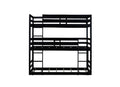 Triple Rubber Wood Bunk Bed With Two Built In Ladders, Guardrails, Twin Over Twin Over Twin, Detachable Triple Twin Bunk Bed,Black Twin Black Bedroom American Design Bed Frame Rubber Wood