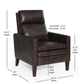 Vaughn Burnished Brown Faux Leather Push Back Recliner Brown Foam Faux Leather