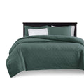3 Piece Reversible Bedspread Set Balsam Green Queen Green Polyester