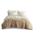 Ombre Shaggy Long Fur Comforter Mini Set Twin Natural Polyester