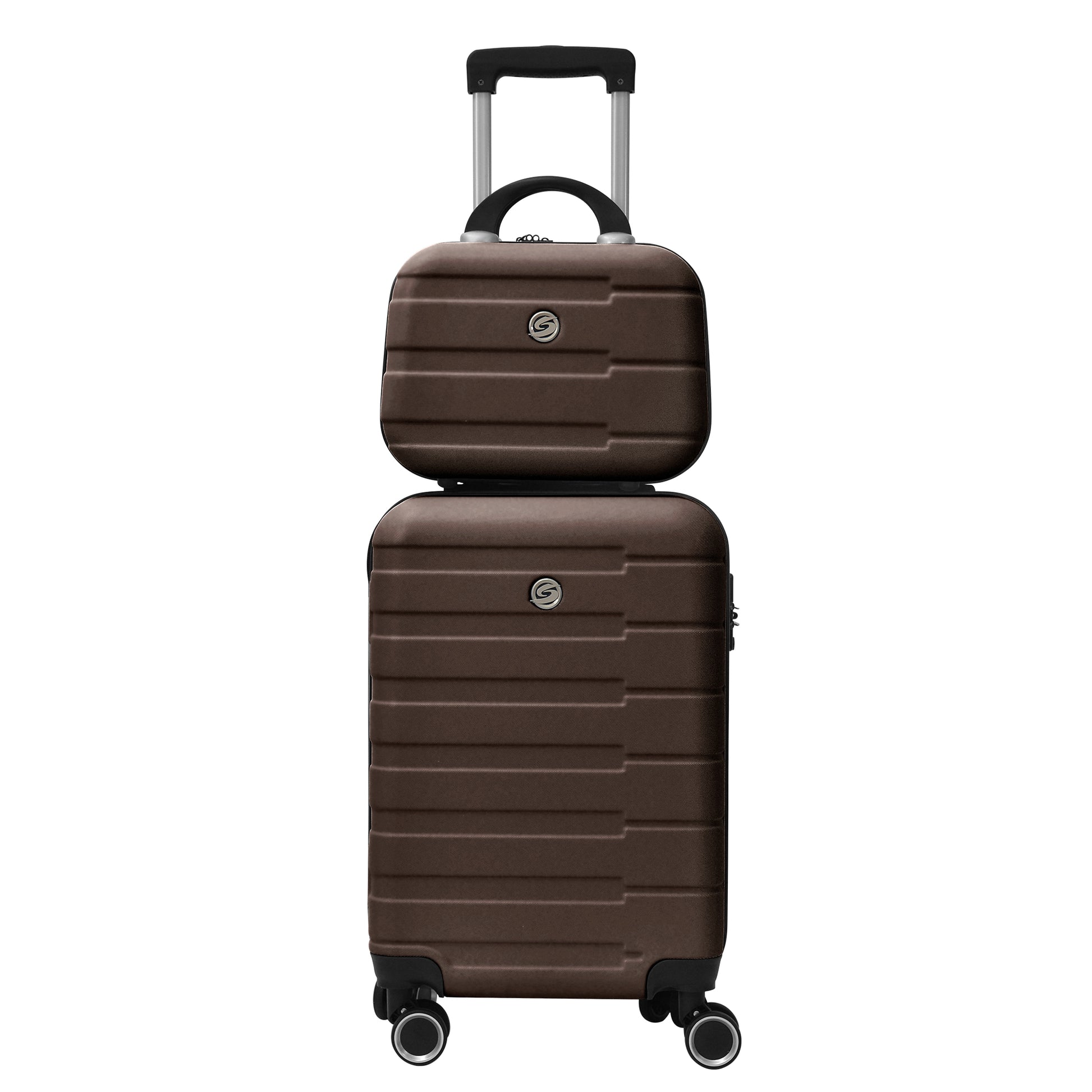 4 Piece Hard Shell Luggage Set,Carry On Suitcase With Spinner Wheels,Family Luggage Set,Brown 12 20 24 28In Brown Abs