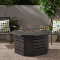 Octagon Iron Fire Pit 50000Btu Black Iron