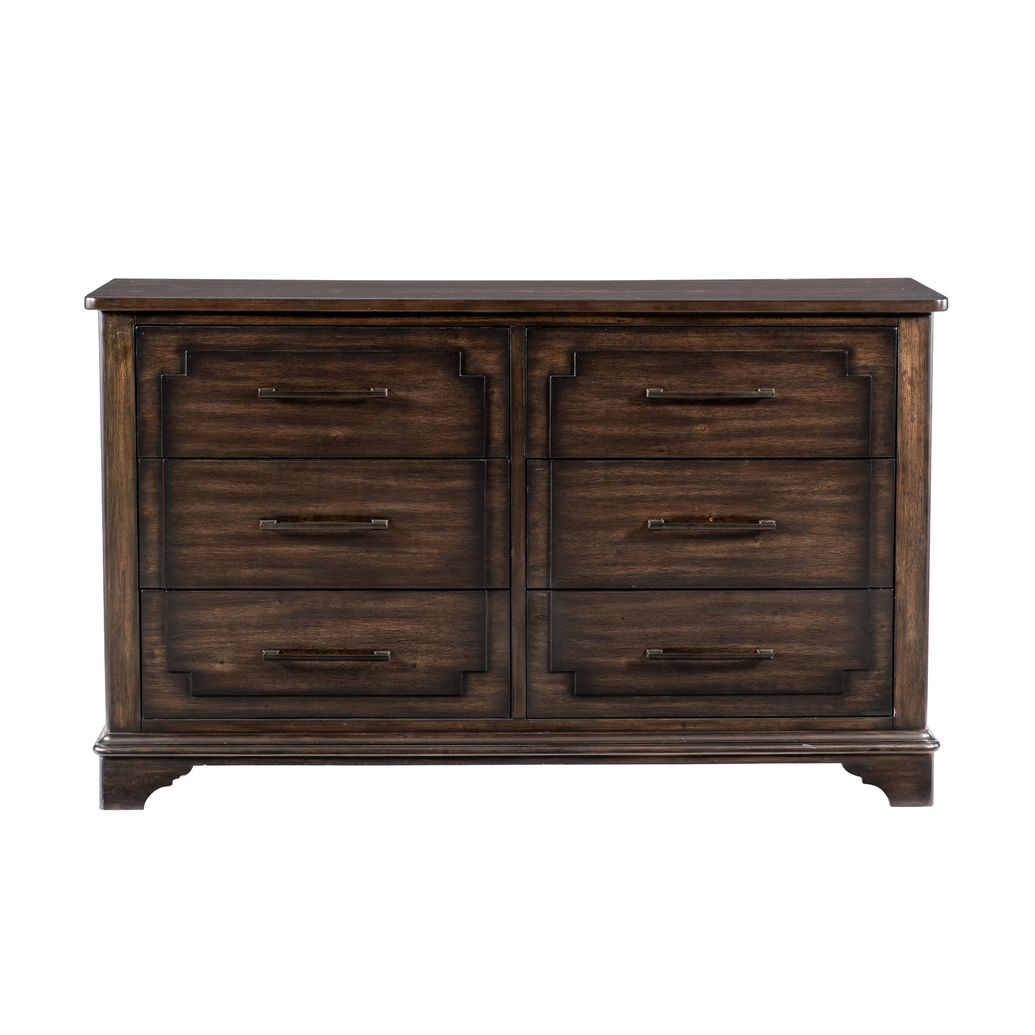 Transitional Style Rustic Brown Finish Dresser Of 6X Drawers Wooden Bedroom Furniture 1Pc Traditional Design Rustic Brown Bedroom Traditional,Transitional Wood