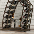 Unique Design Wine Bakers Rack, Freestanding Wine Rack With Storage Bottle, Wine Storage Home Bar For Liquor And Wine, Organizer For Kitchen, Dining Room Antique Brown Kitchen Metal Metal