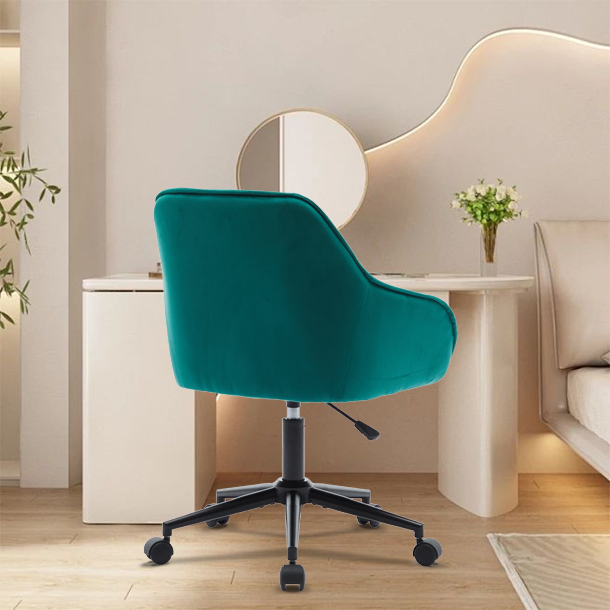 Elegent Velvet Office Chair With Wheels, Makeup Vanity Chair Height Adjustable For Teens Women Girls, Comfy Swivel Modern Leisure Armchair For Home Office, Bedroom, Study And Vanity. Green Green Primary Living Space Luxury,Modern Foam Iron