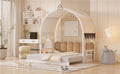 Twin Size Extended Bed With Arched Roof And Trundle, White Twin White Plywood