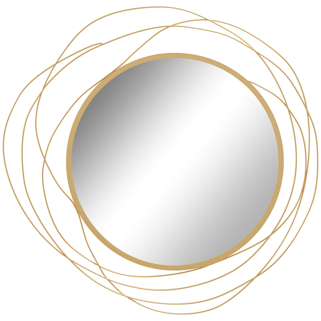 Homcom Metal Wall Art Modern Mirror Decor Home Hanging Wall Sculptures For Living Room Bedroom Dining Room, Gold Gold Mdf Glass