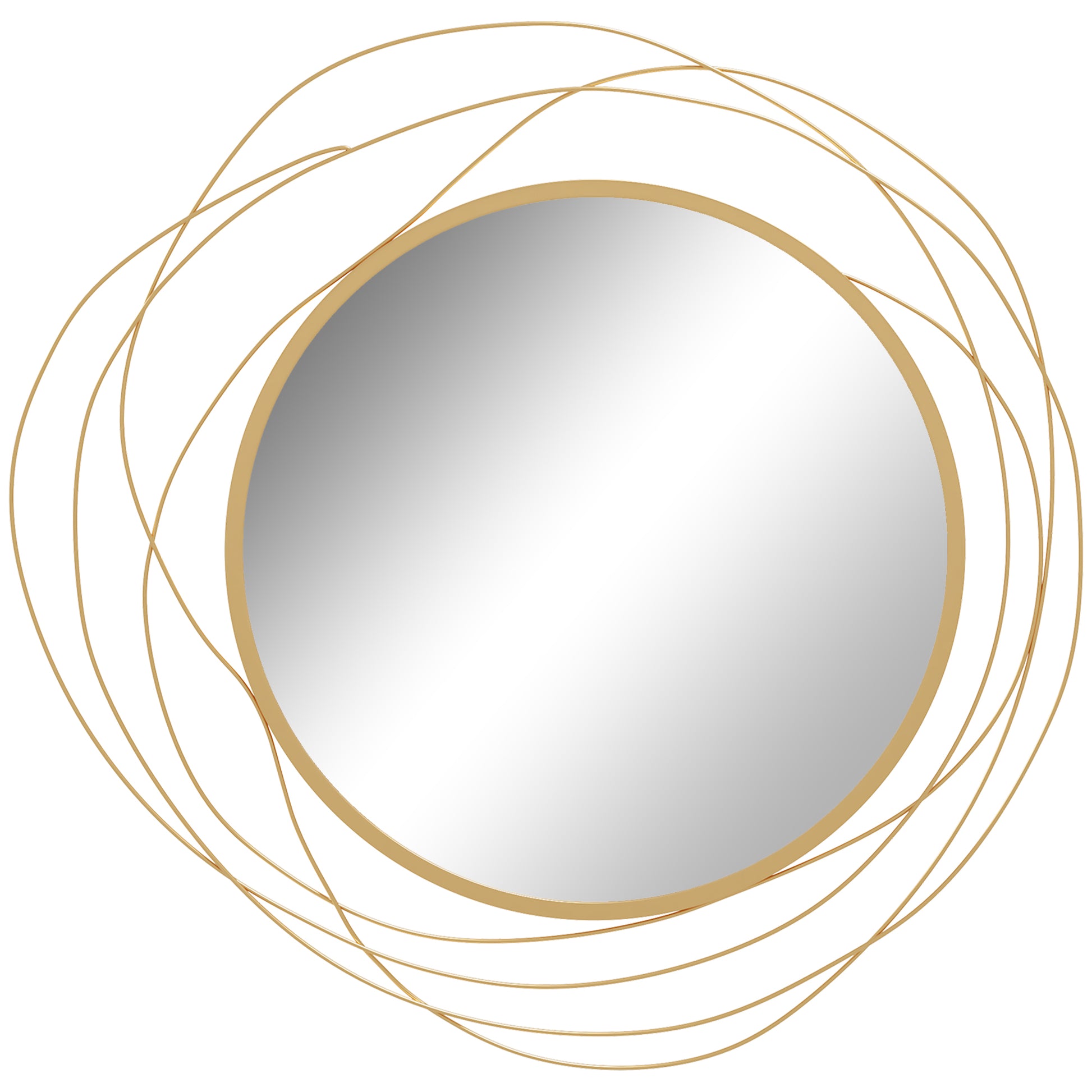 Homcom Metal Wall Art Modern Mirror Decor Home Hanging Wall Sculptures For Living Room Bedroom Dining Room, Gold Gold Mdf Glass
