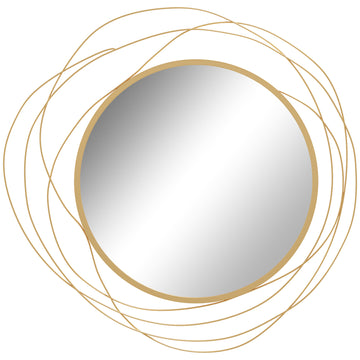 Homcom Metal Wall Art Modern Mirror Decor Home Hanging Wall Sculptures For Living Room Bedroom Dining Room, Gold Gold Mdf Glass