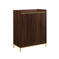 Contemporary Minimalist 2 Door Accent Cabinet Dark Walnut Dark Brown Mdf Mdf