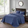 Reversible Bedspread Set Navy Queen Navy Cotton