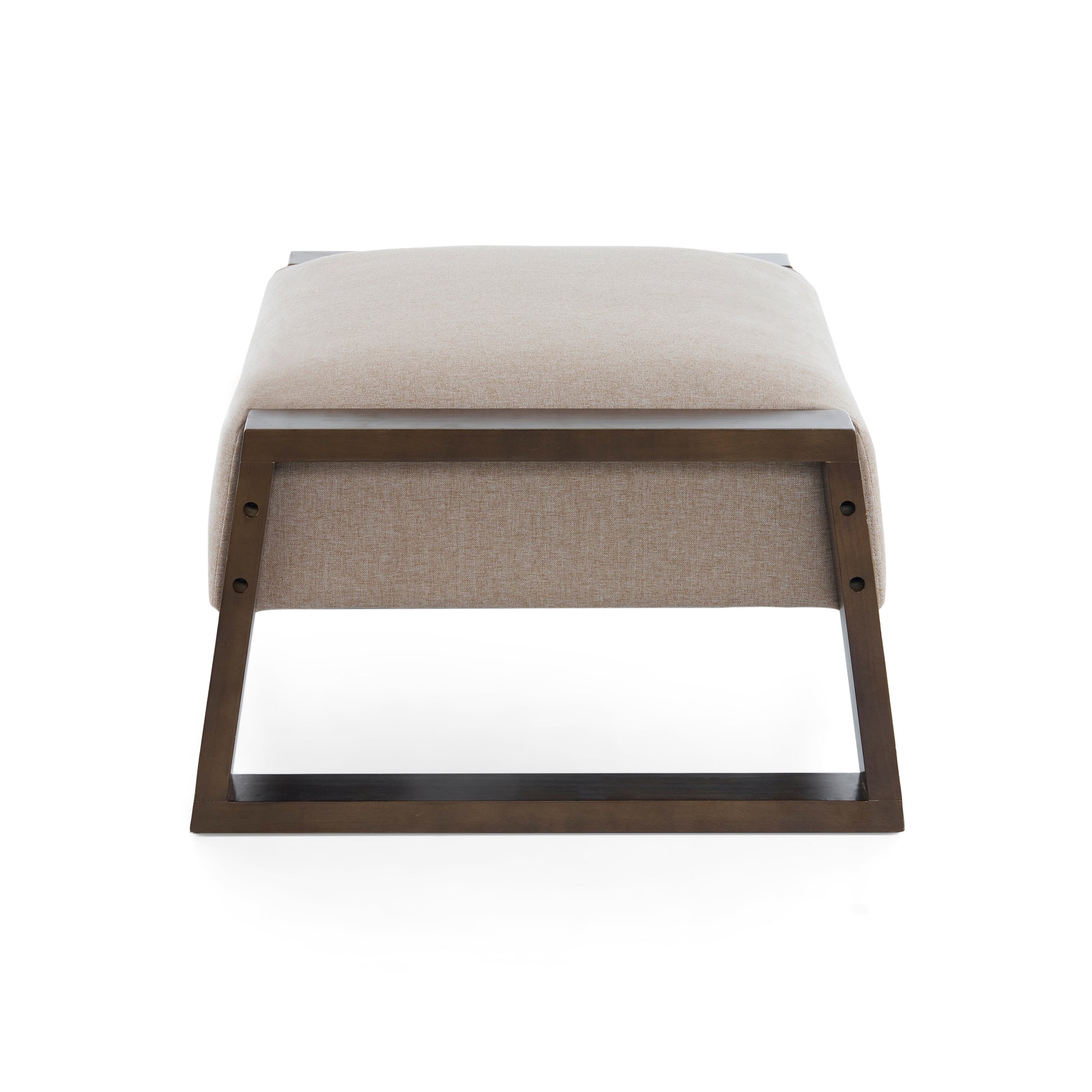 Sleek And Stylish Ottoman, Beige Beige Polyester,Wood