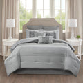 Embroidered 8 Piece Comforter Set Grey Cal King California King Grey Polyester