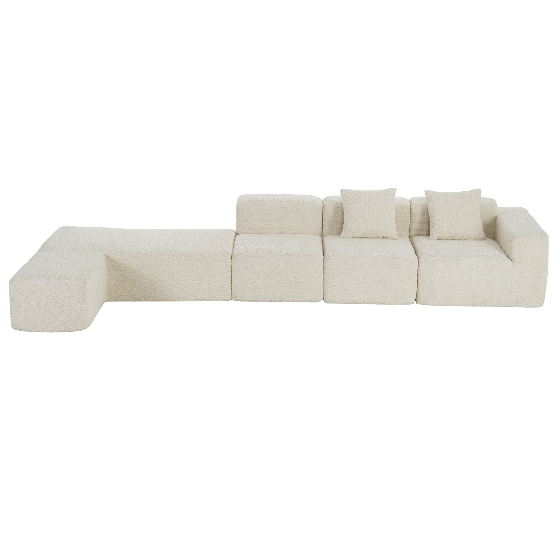 116.5" Sectional Sofa Full Compressed Sofa Couch Free Combined Sofa For Living Room, Beige Beige Foam Polyester 4 Seat