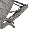 K&K 80'' Outdoor Wicker Chaise Lounge Chairs Set Of 2, Patio Rattan Reclining Chair Pull Out Side Table Adjustable Backrest Ergonomic Wave Design Pool Sunbathing Recliners, Grey No Lounge Grey Seats
