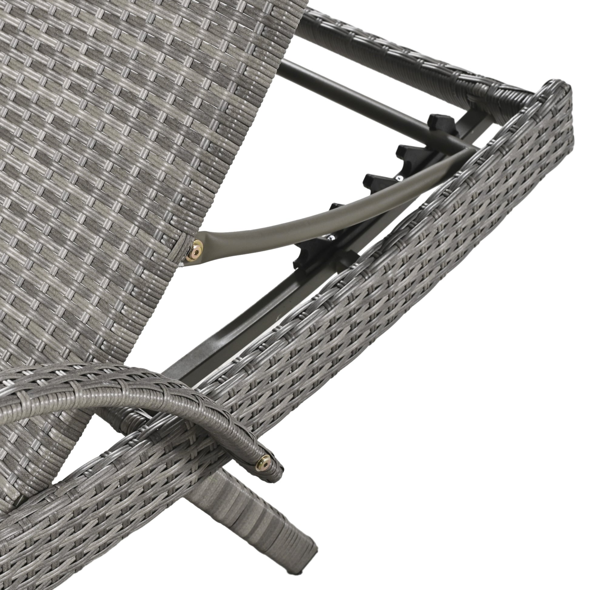 K&K 80'' Outdoor Wicker Chaise Lounge Chairs Set Of 2, Patio Rattan Reclining Chair Pull Out Side Table Adjustable Backrest Ergonomic Wave Design Pool Sunbathing Recliners, Grey No Lounge Grey Seats