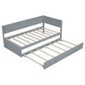 Twin Size Wood Daybed With Trundle And Guardrail, Gray Box Spring Not Required Gray Wood Solid Wood Mdf