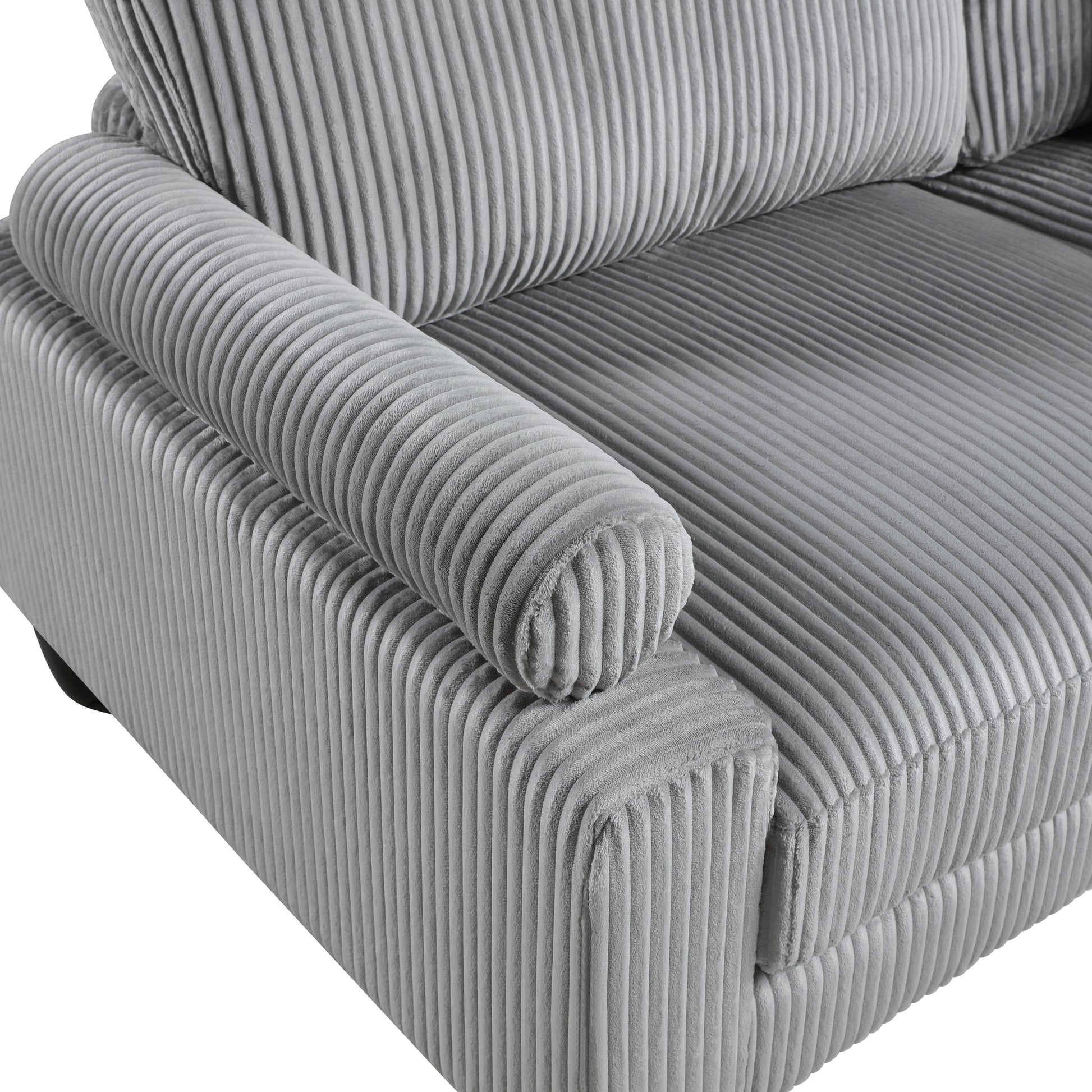 6Pc Modular Sectional Set Gray Corduroy Upholstery 2X Armless Chairs 3X Corner Seats 1X Ottoman Pillows Living Room Furniture Gray Corduroy Wood Primary Living Space Contemporary,Modern Modular