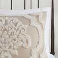 3 Piece Tufted Cotton Chenille Da Comforter Set Taupe King Cal King King Taupe Polyester