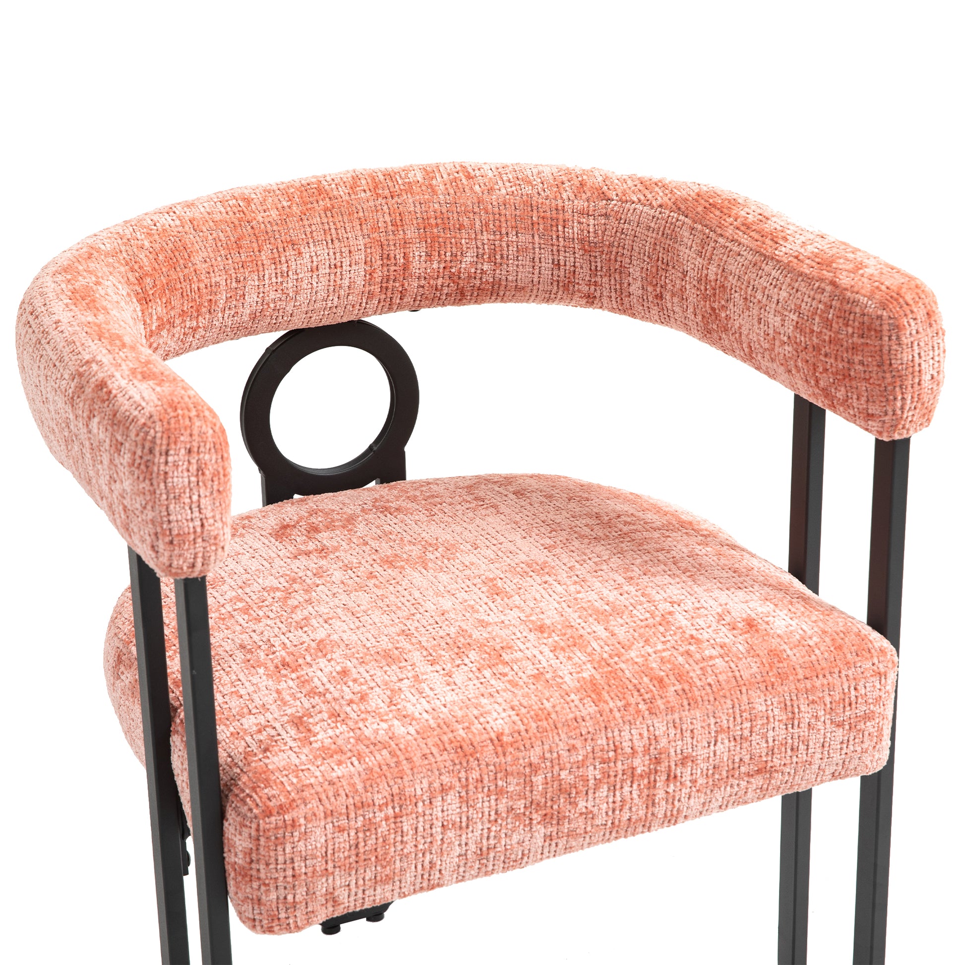 Coolmore Contemporary Designed Chenille Fabric Upholstered Accent Dining Chair Barrel Side Chairs Kitchen Armchair For Living Room Set Of 1 Pink Chenille Pink Primary Living Space Foam Chenille