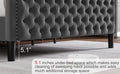 Lift Up Velvet Gray King Size Bed Box Spring Not Required King Gray Wood Light Brown Bedroom American Design Poplar Slat Beds Foam Velvet Upholstered