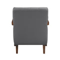 Modern Style Accent Chair Gray Leather Upholstered Tufted Detail Walnut Finish Wood Furniture 1Pc Dark Gray Primary Living Space Contemporary,Modern Plywood