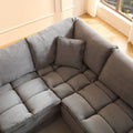 5 Seats,Oversized Sectional Sofa,L Shaped Corner Couch With Detachable Seat & Back Cushion, Corduroy Upholstery Convertible Sleeper Sofa&Couch For Living Room Grey Fabric 5 Seat