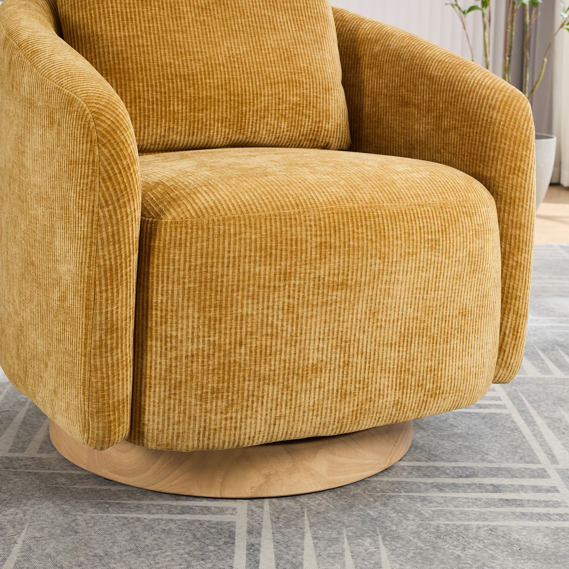 30.3"W Swivel Accent Barrel Chair And Comfy Round Accent Single Sofa Chair, 360 Degree Club Chair, Lounge Armchair For Living Room Bedroom Nursery.Mustard Mustard Chenille