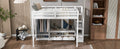 Full Size Loft Bed Frame With Wardrobe,Low Storage Table And Storage Staircase,White Gray White Solid Wood Mdf