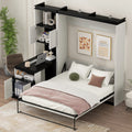 Full Size Murphy Bed With Desk And Storage Shelves And Cabinets, Black White Box Spring Not Required Full Black White Solid Wood Mdf