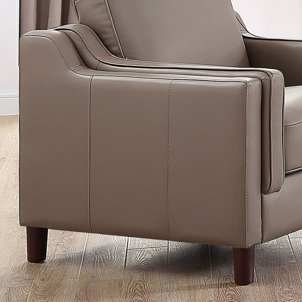 Bella Top Grain Leather Chair Brown Primary Living Space Mid Century Modern Eucalyptus Down Filling Leather