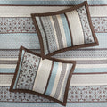 5 Piece Jacquard Quilt Set With Throw Pillows Blue Full Queen Full Blue Cotton